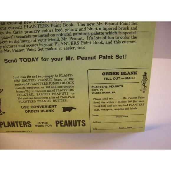 Mr Peanut Vintage Paint Set Planters Paper Sales Flyer 1955 Original Advertising - Picture 4 of 8